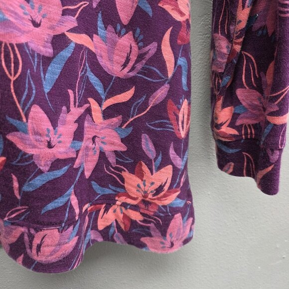 D&Co Active Shirt Womens 2X Purple Floral Hooded Long Sleeve Tunic Top - Picture 3 of 10